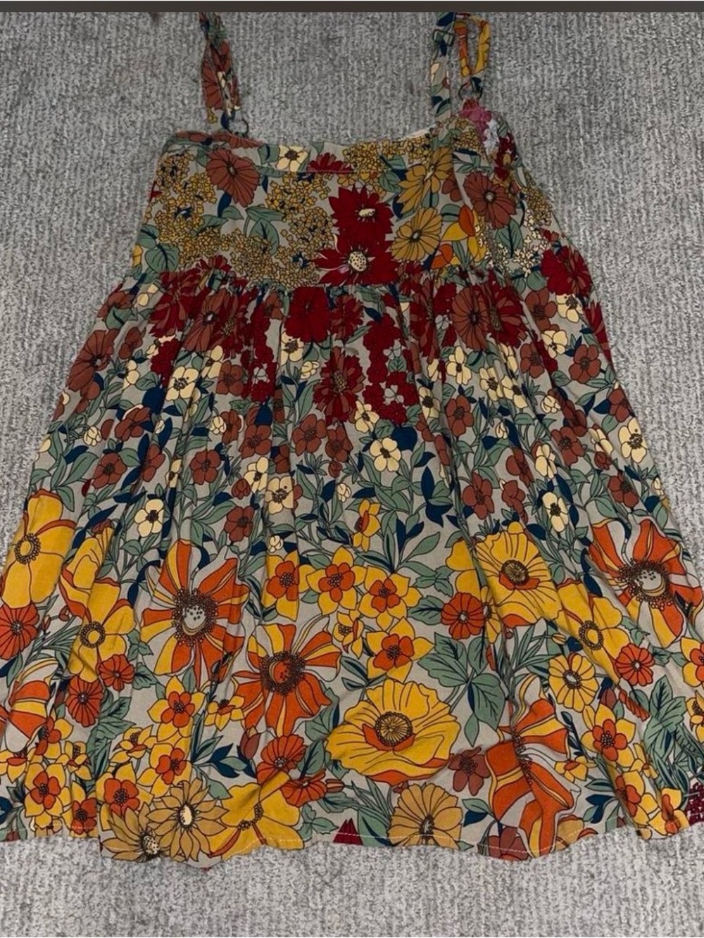 NATURAL LIFE Floral Tiered Mini Mini in Mustard, Orange & Red